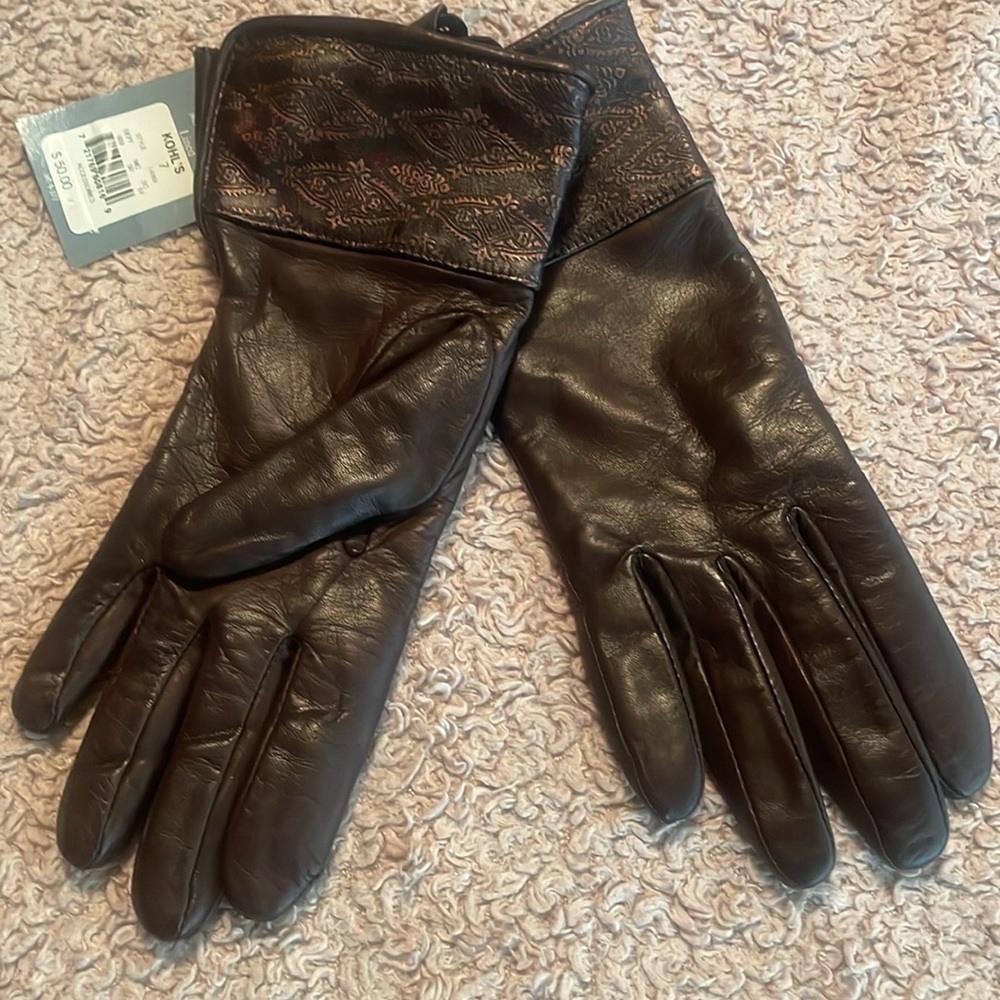 🌸NWT GRANDOE Womens Italian Leather Gloves - size 7 Small - Picture 3 of 11